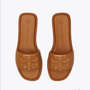 Tory Burch Double-T padded leather slides